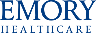 Emory Healthcare logo in blue text on a white background